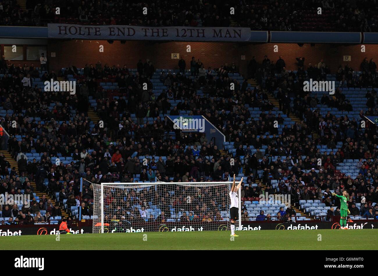 Soccer - Barclays Premier League - Aston Villa v Manchester United - Villa Park. Empty seats can be seen in the Holte End towards the end of the match between Aston Villa and Manchester United Stock Photo