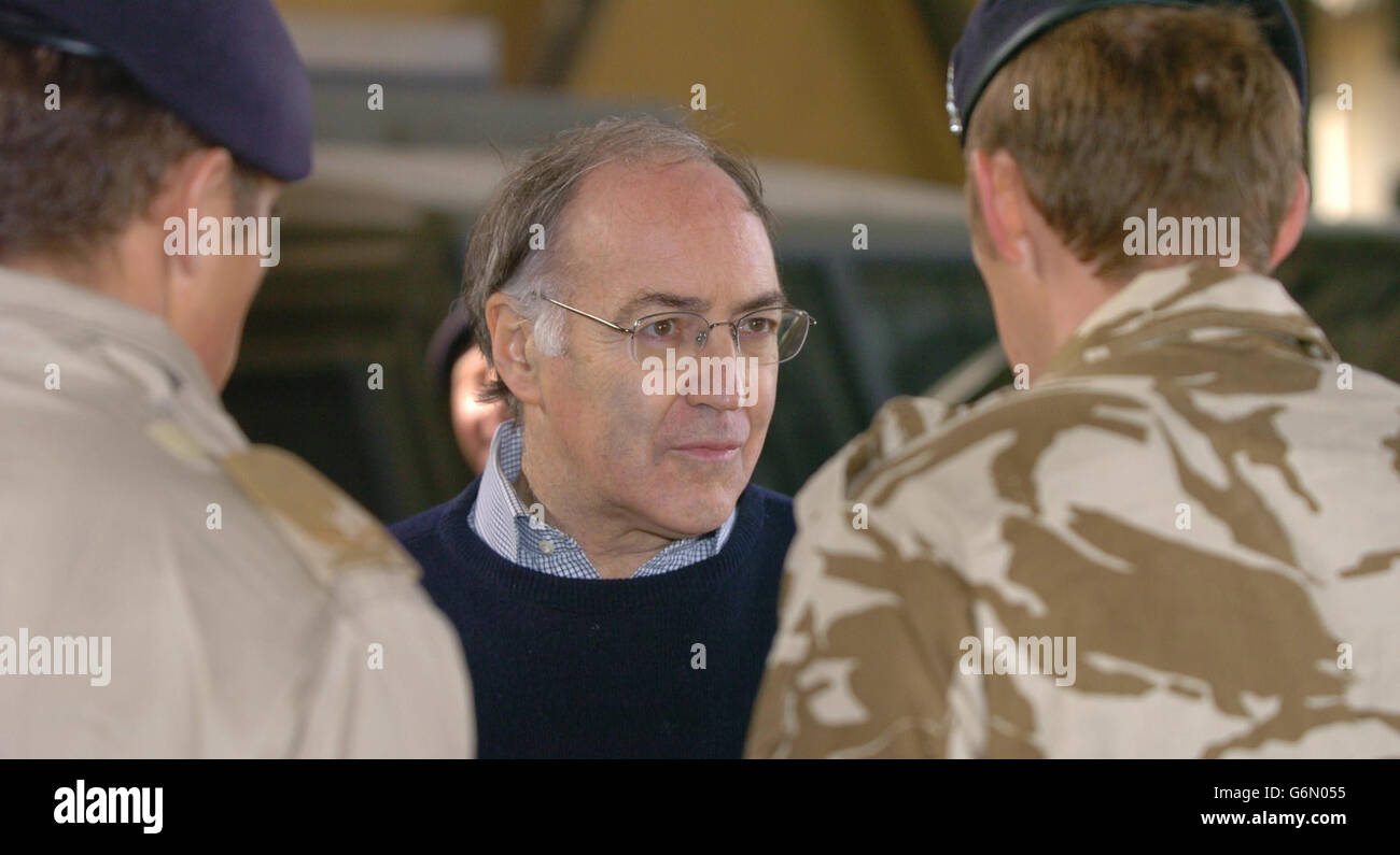 Tory leader Michael Howard meets with British troops during his visit to Shaibah Logistic Base. Mr Howard was joining Armed Forces Minister Adam Ingram and shadow defence secretary Nicholas Soames for the last leg of a tour to raise troops' morale. Stock Photo