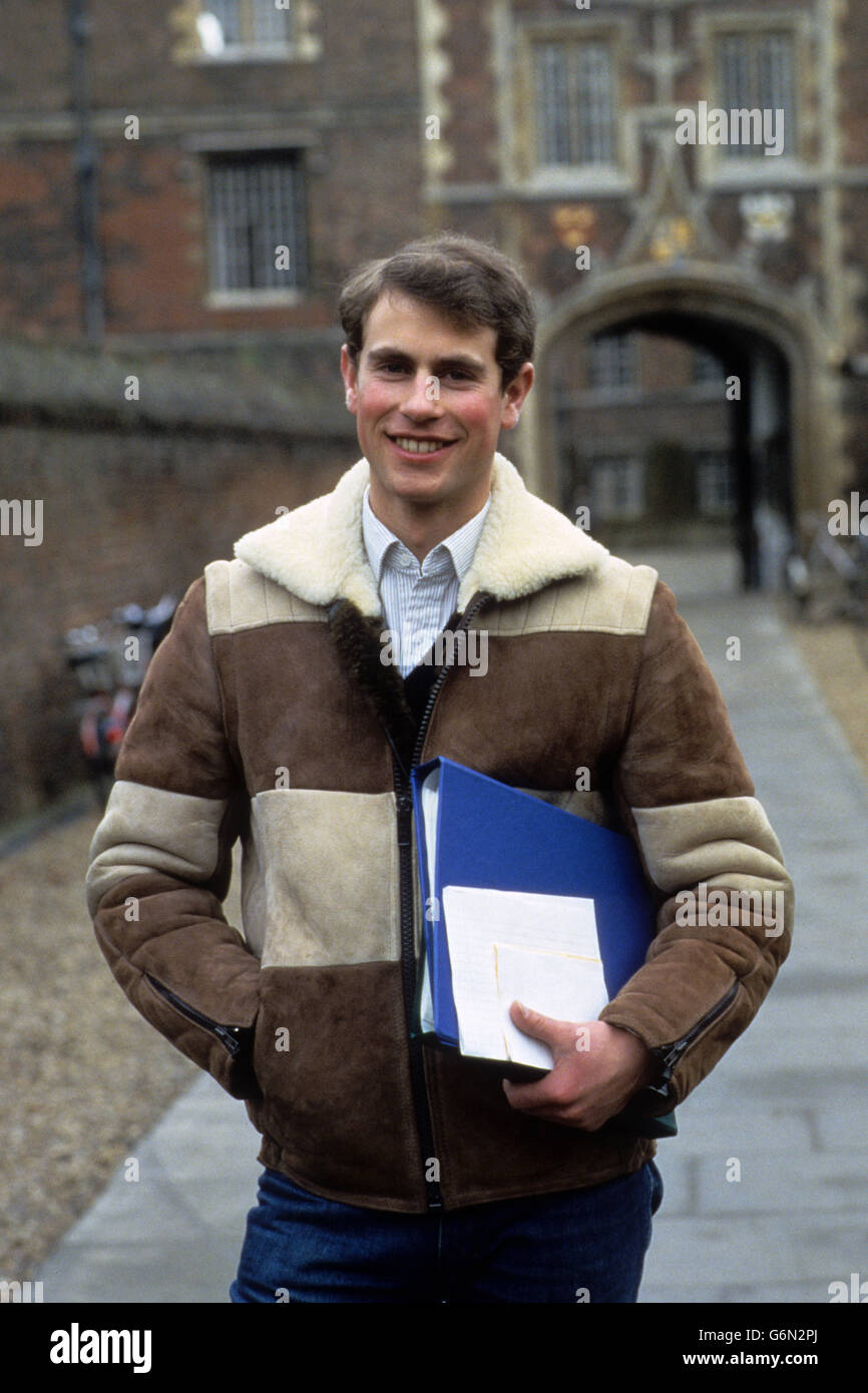 Prince Edward pictured in the walled walkway known as 'The Chimney' at Jesus College, Cambridge where he is studying. Stock Photo