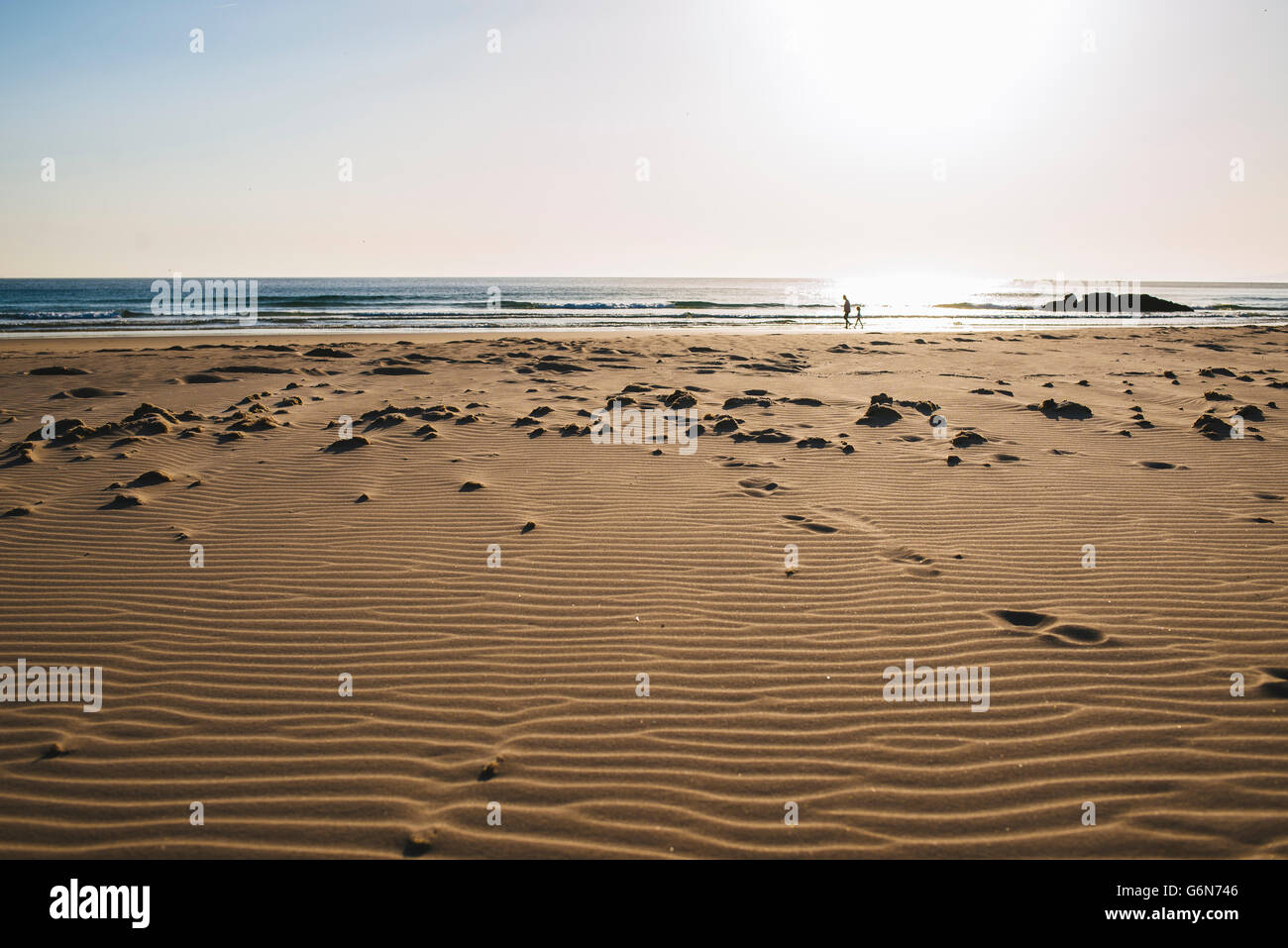 Spain, Andalusia, Tarifa, Beach of Los Lances Stock Photo
