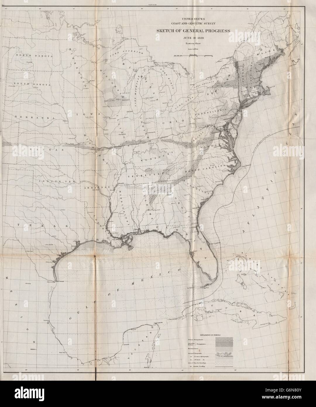Coast And Geodetic Survey Maps Usa East Sheet: Coastal & Geodetic Survey. Triangulation. Uscgs, 1889 Old  Map Stock Photo - Alamy