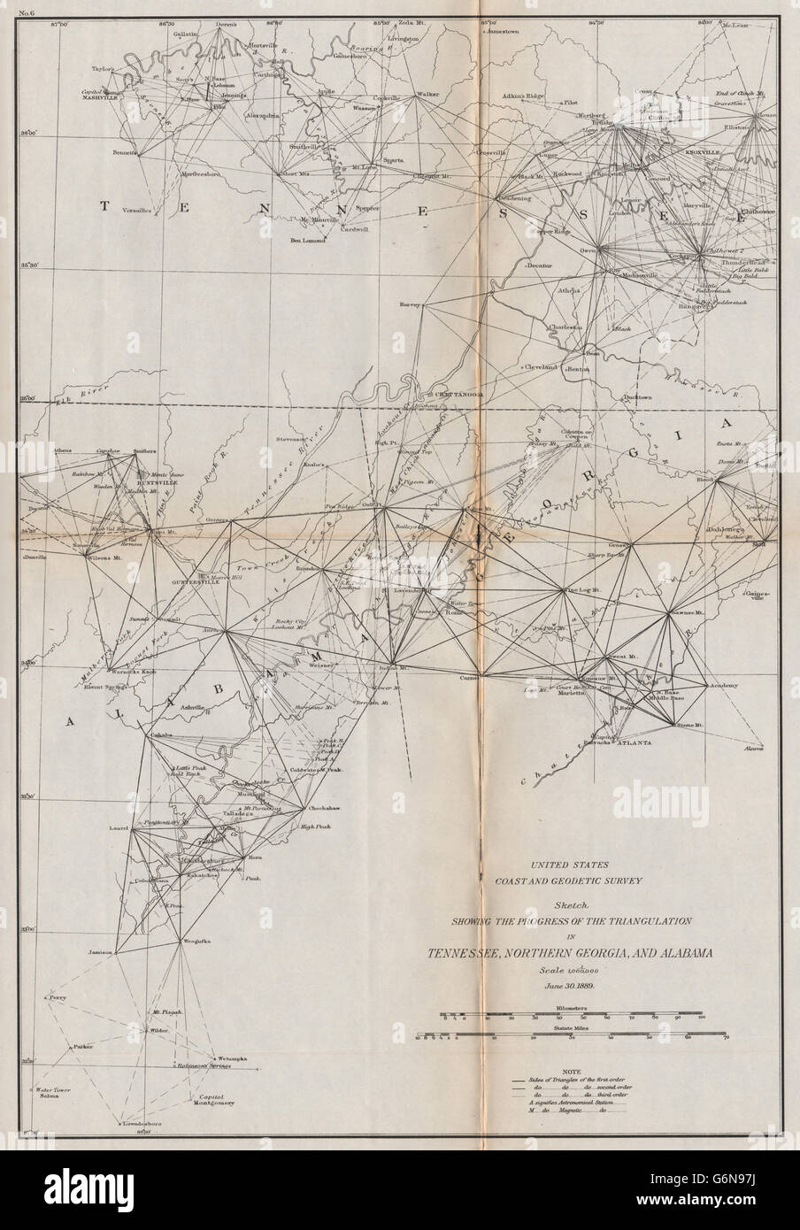 TENNESSEE ALABAMA NORTH GEORGIA: Nashville Knoxville Chattanooga. USCGS 1889 map Stock Photo