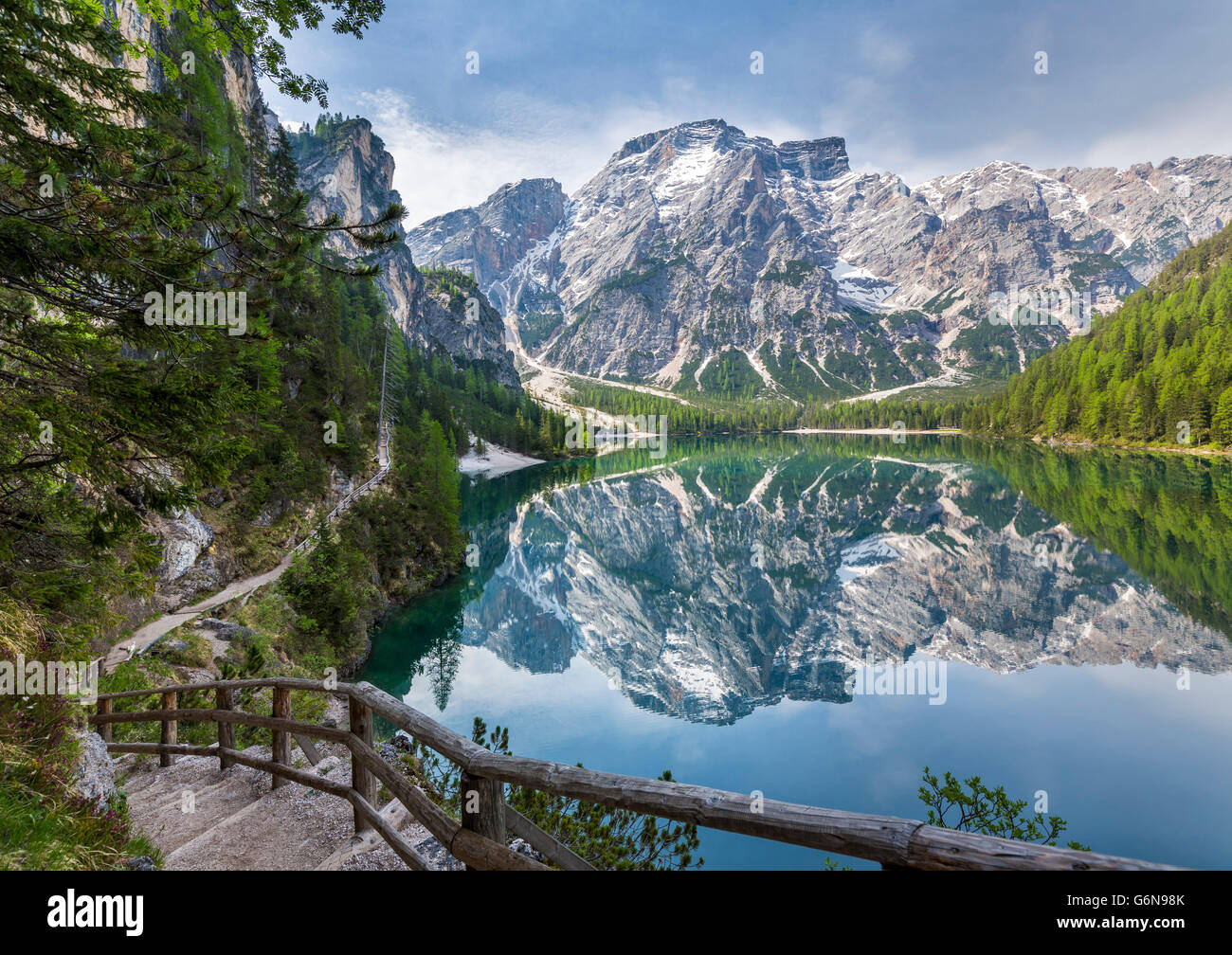Italy, South Tyrol, Dolomites, Fanes-Sennes-Prags Nature Park, Lake Prags  with Seekofel Stock Photo - Alamy