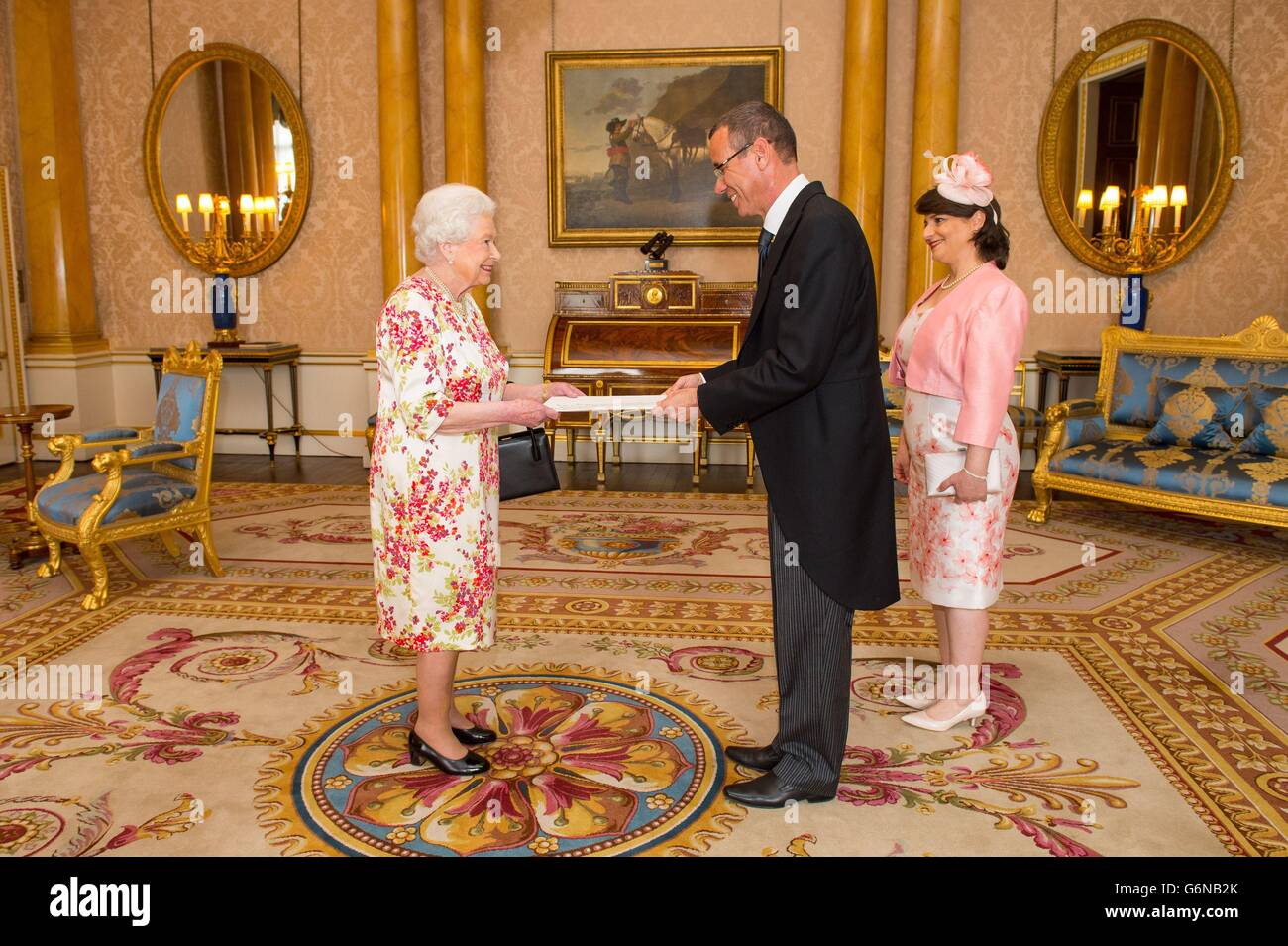 Ambassador of Israel Mark Regev and his wife Vered Regev meet Queen