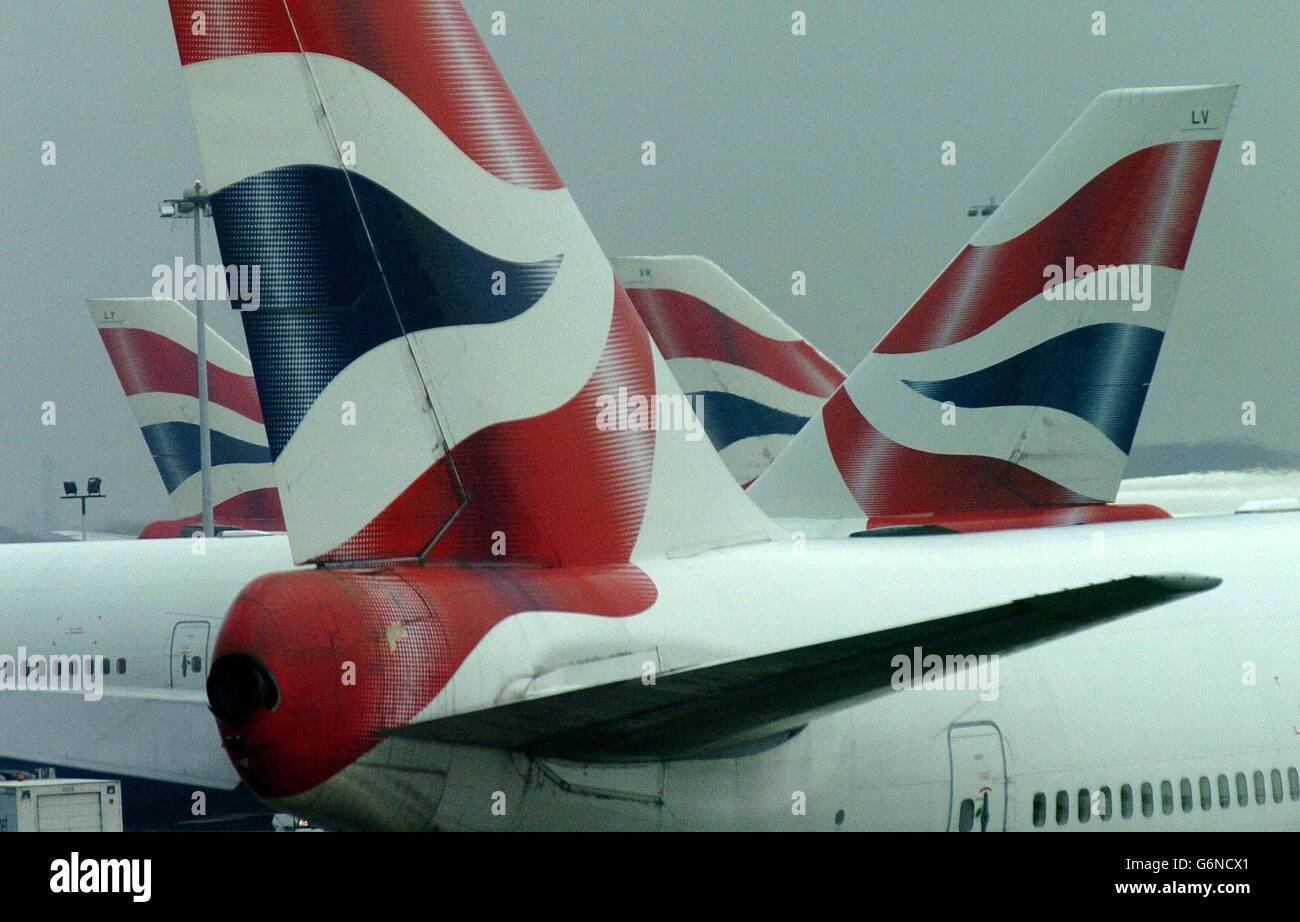 British airways aircraft on the tarmac at heathrow airports terminal hi ...