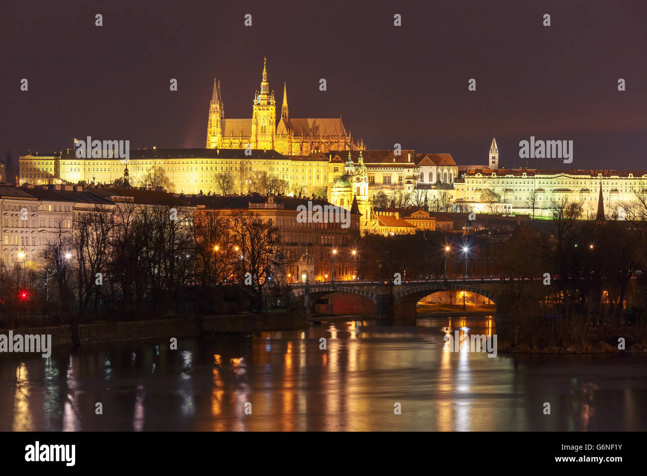 Prague Castle and Charles Bridge, Czech Republic Stock Photo