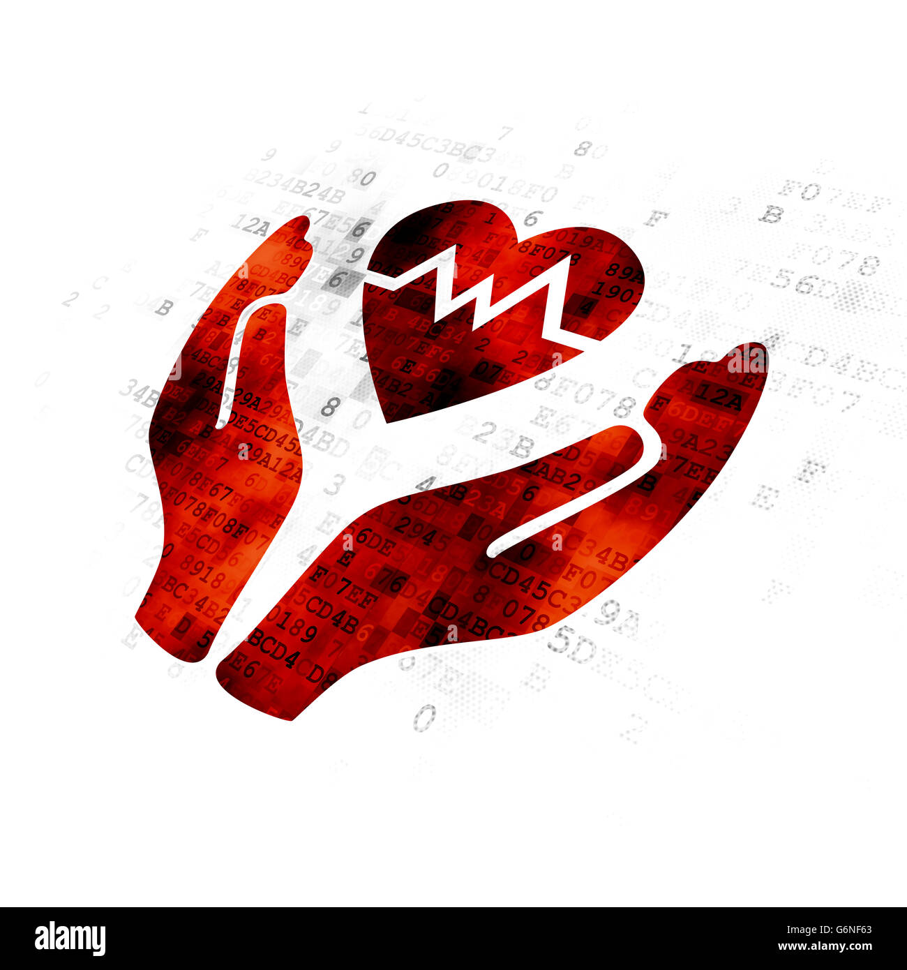 Insurance concept: Heart And Palm on Digital background Stock Photo - Alamy