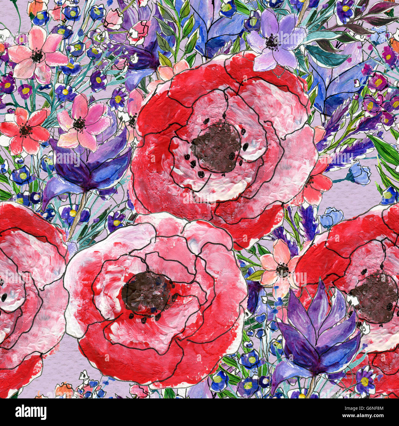 Seamless watercolor floral pattern Stock Photo - Alamy