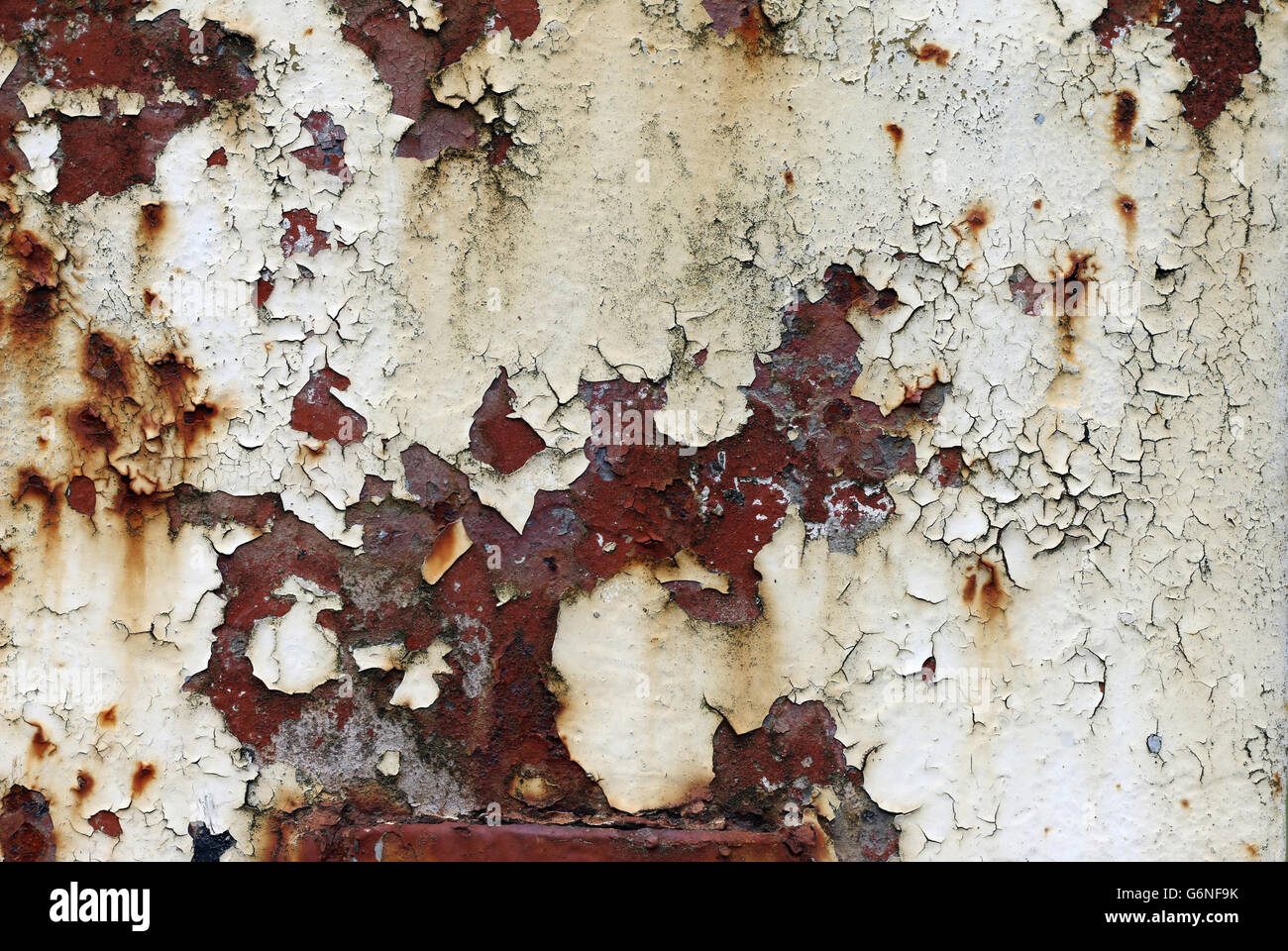 Cracked and peeled paint on the iron surface Stock Photo