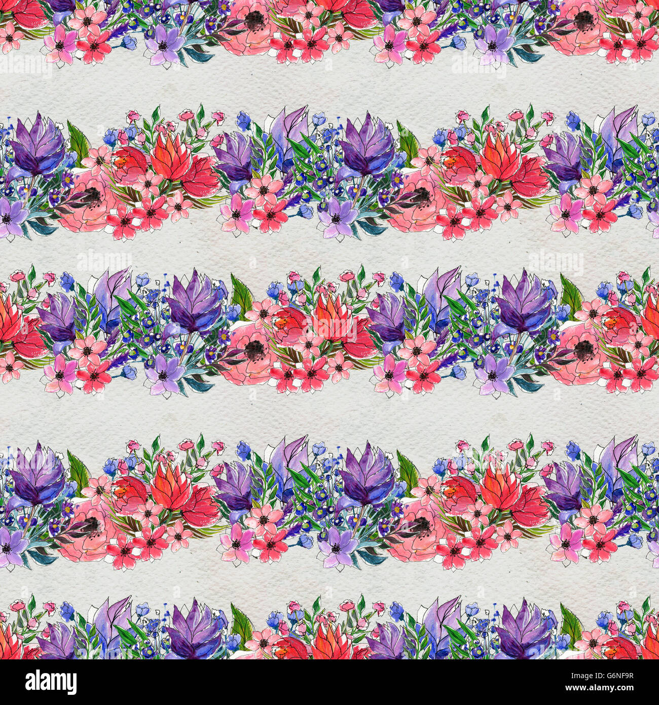 Seamless watercolor floral pattern Stock Photo - Alamy