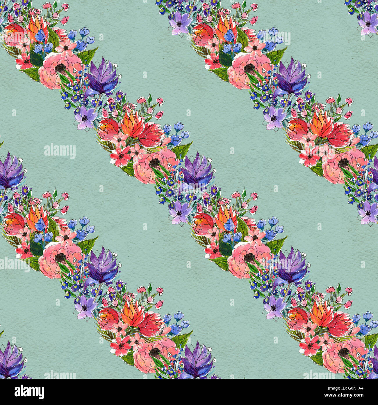 Seamless watercolor floral pattern Stock Photo - Alamy