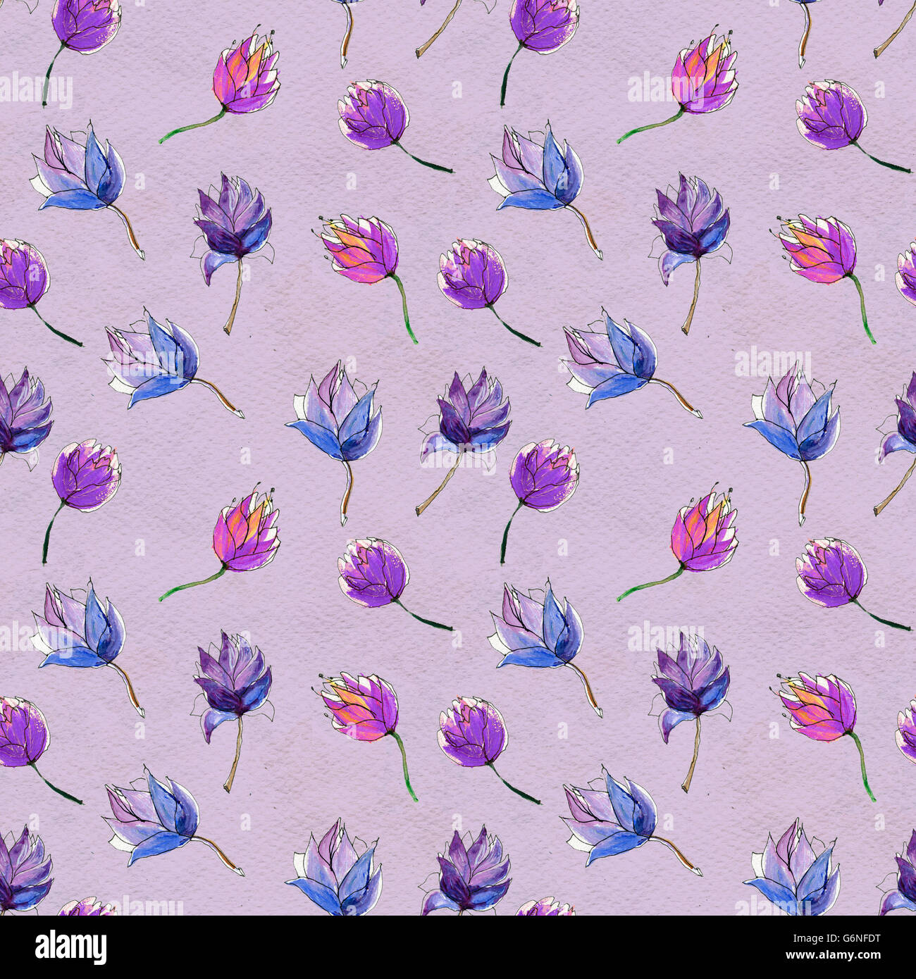 Seamless watercolor floral pattern Stock Photo - Alamy