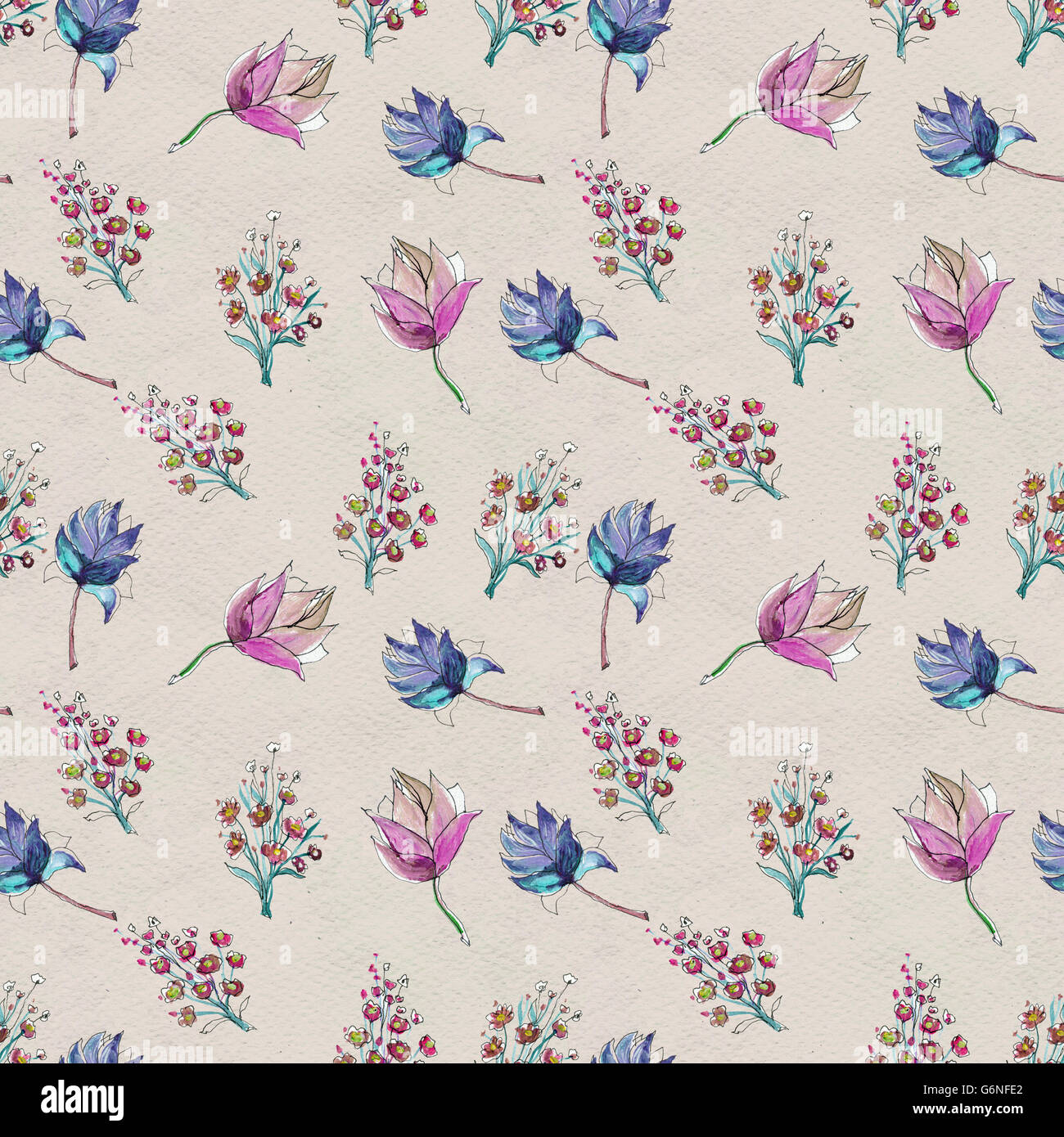 Seamless watercolor floral pattern Stock Photo - Alamy