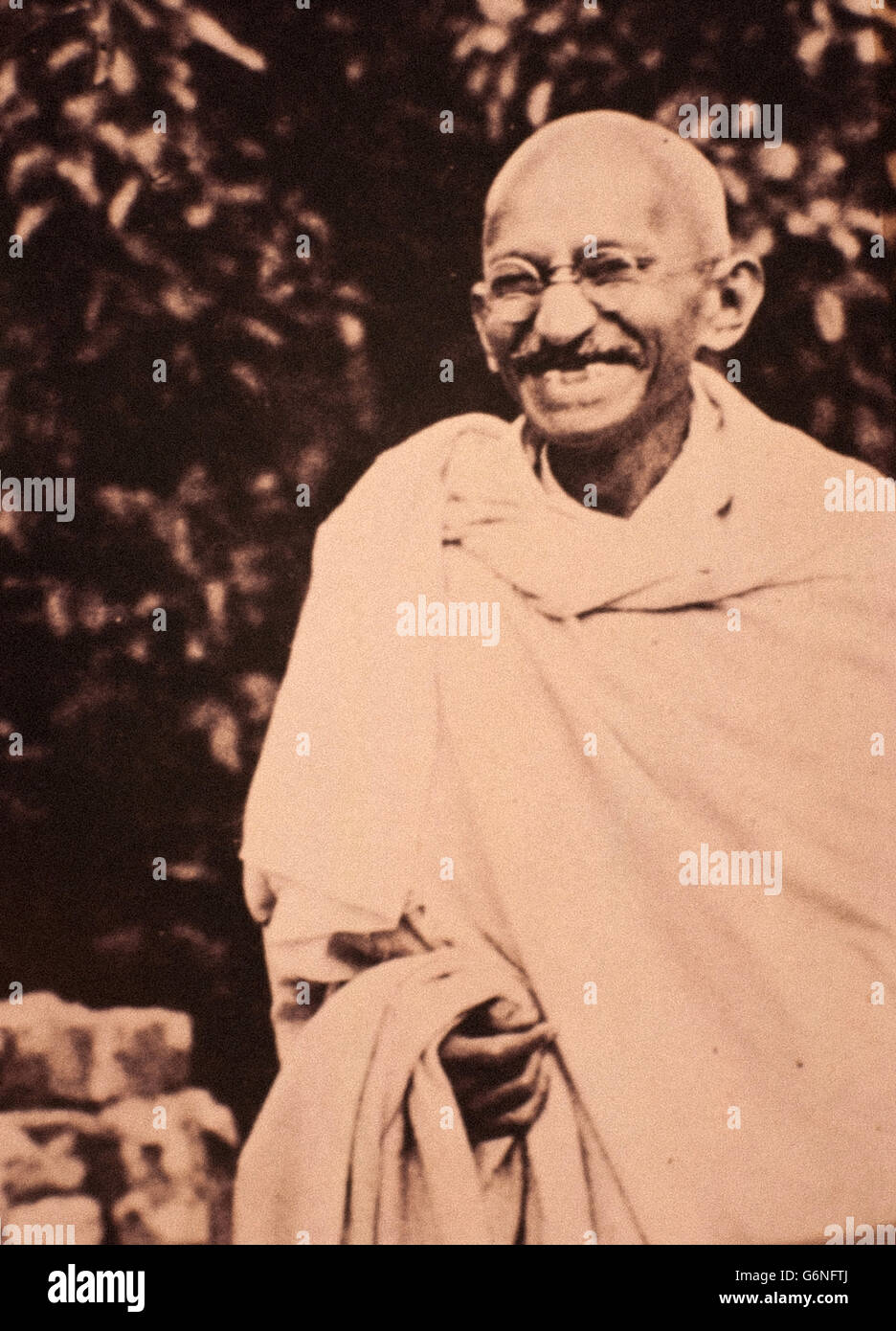 Mohandas Karamchand Gandhi -said the Mahatma (Porbandar, October 2, 1869 - New Delhi, January 30, 1948) - Stock Photo