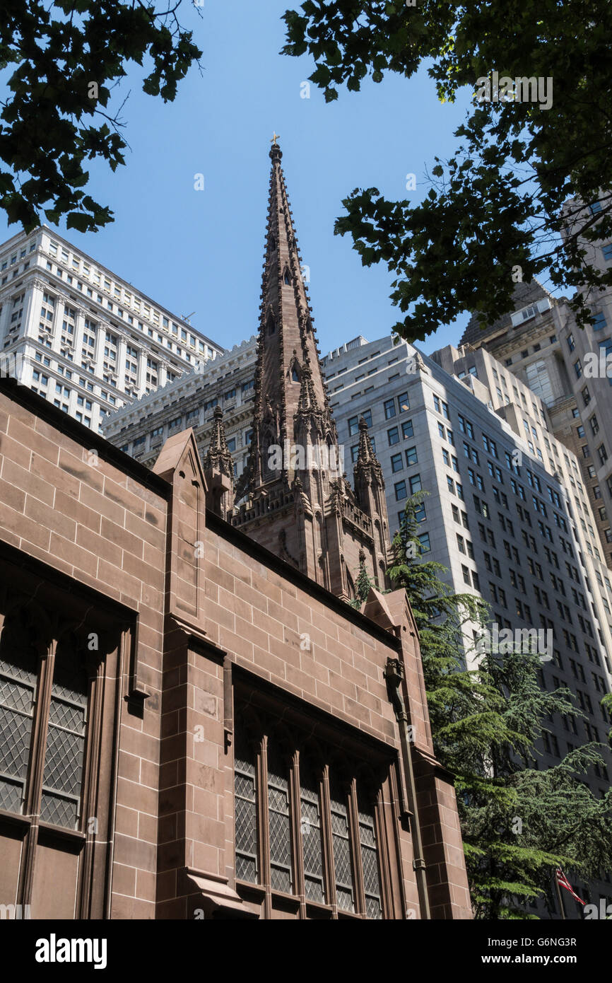 Trinity Church, Wall Street, NYC Stock Photo