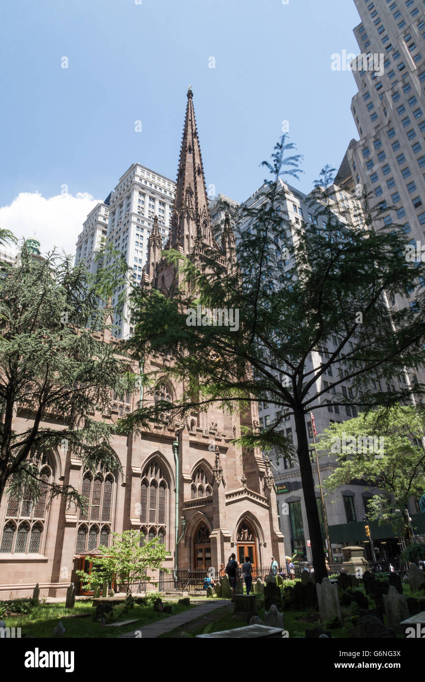 Trinity Church, Wall Street, NYC Stock Photo