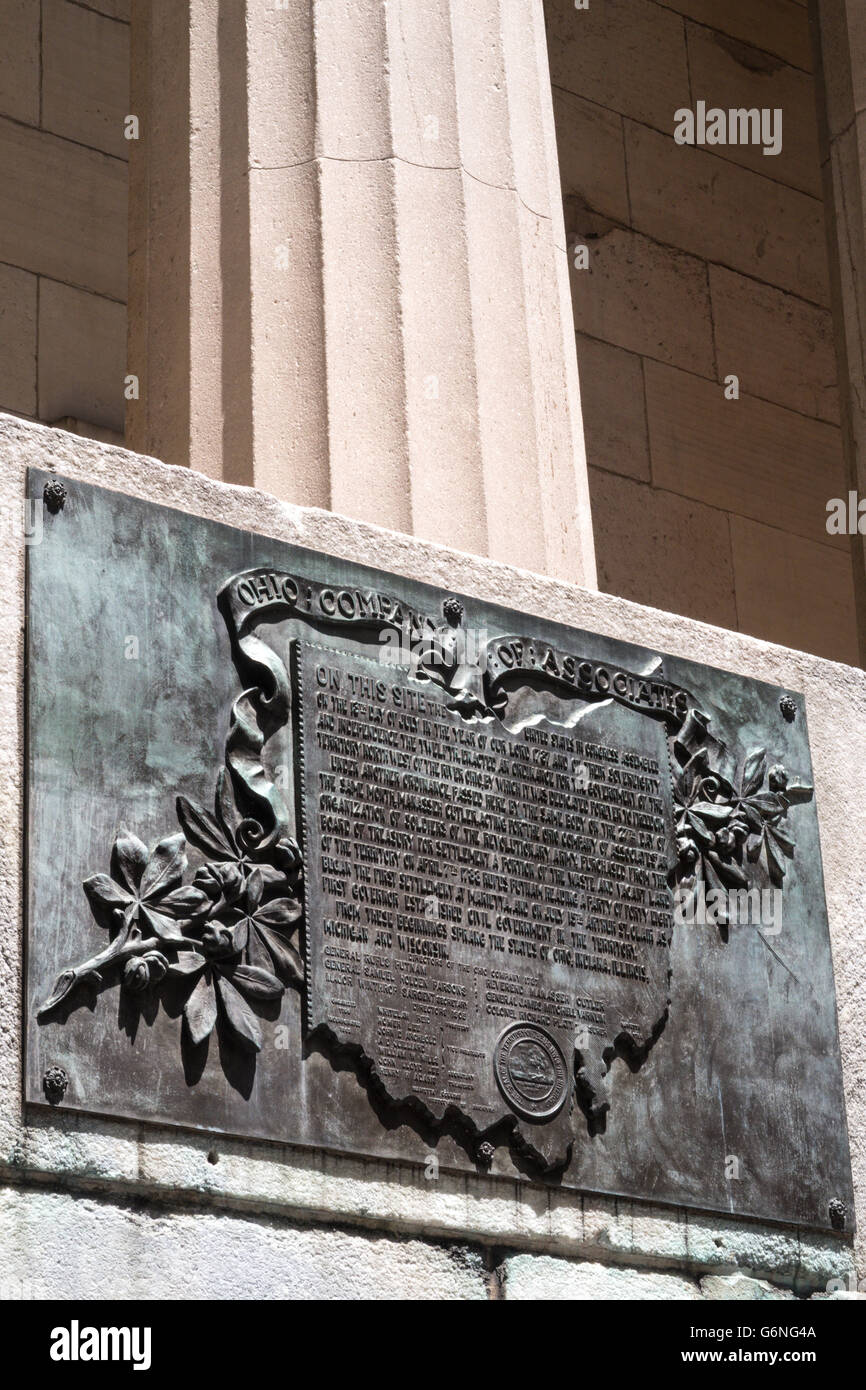 Plaque commemorating the Northwest Ordinance and the establishment  of Ohio, Federal Hall Memorial National Historic Site, NYC Stock Photo
