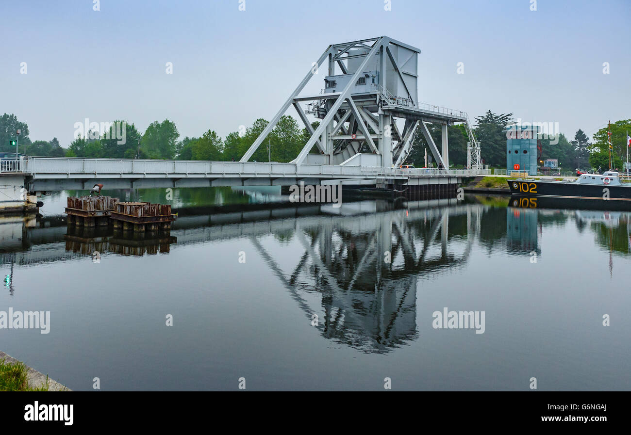 Pegasus Bridge, Benouville, Normandy, France – First objective of D Day, 6 June 1944 Stock Photo