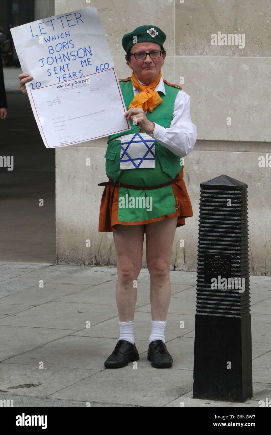 Strange looking  protester  Neil Horan on demo outside the BBC (credit image©Jack Ludlam) Stock Photo