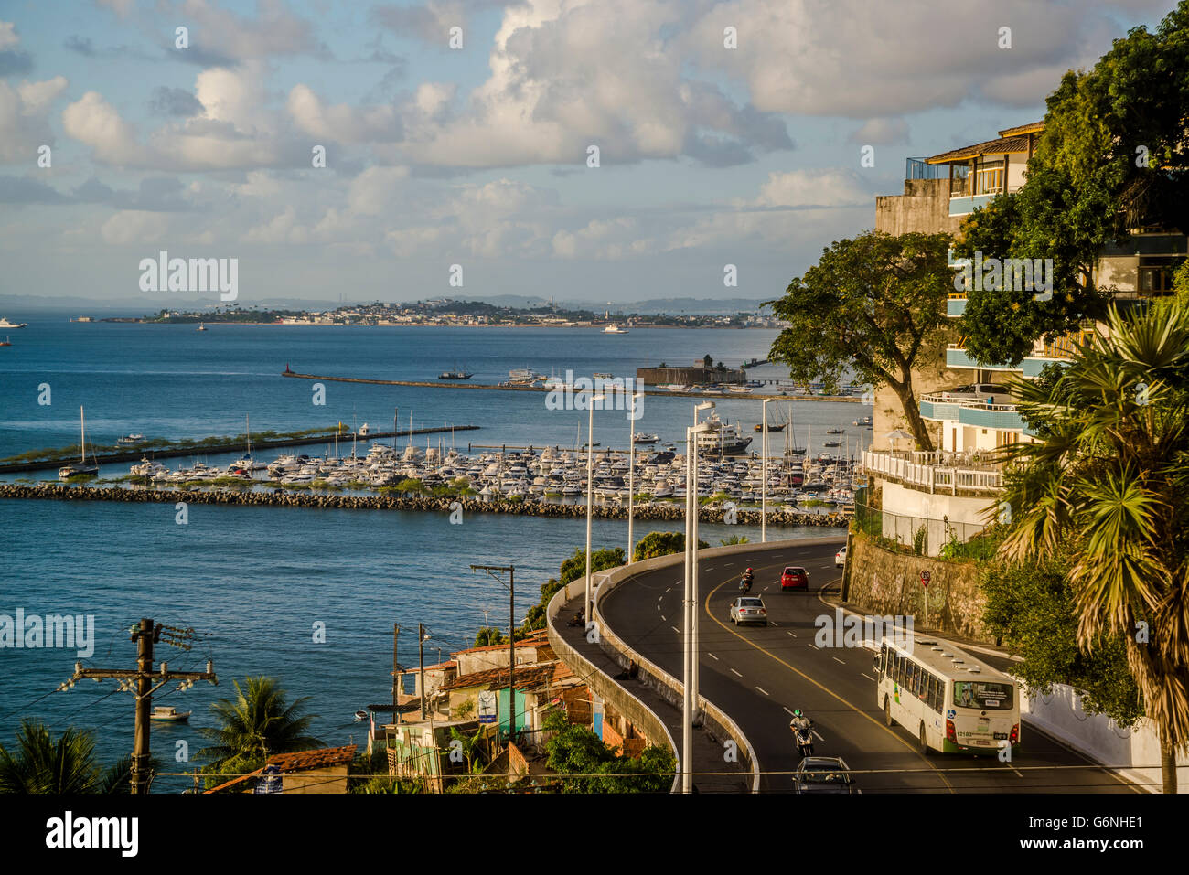 View of the Lower City with the marina, Salvador, Bahia, Brazil Stock Photo