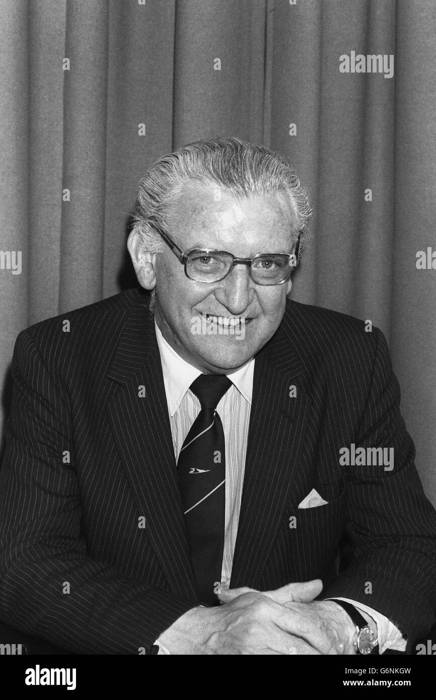 Wyn Roberts, Parliamentary Under-Secretary of State for Wales, at the Welsh Office in Whitehall, London. Stock Photo