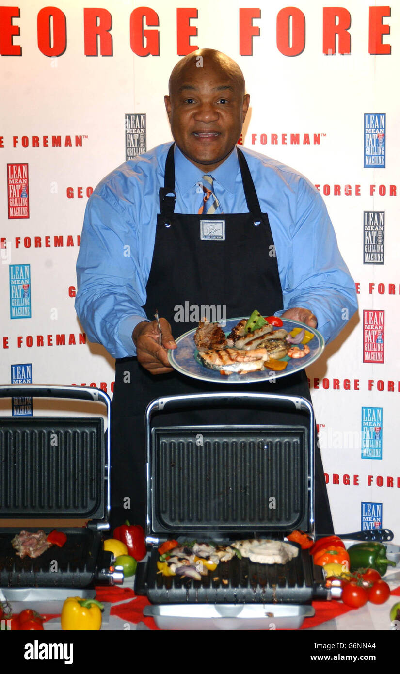 skrivebord Forholdsvis Foranderlig Former Heavyweight Champion of the World George Foreman, during a photocall  in central London, where he launched the Cafe George, one of the new  editions to his hugely popular Lean Mean Grilling