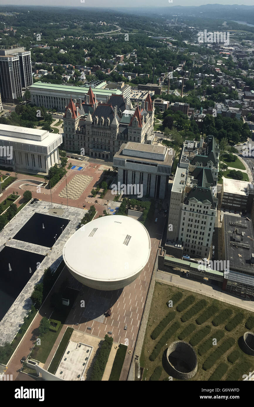 An Aerial view of state legislature in Albany, New York Stock Photo