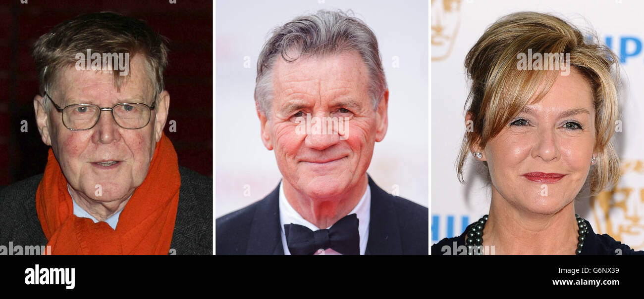 File photos of (from the left) Alan Bennett, Michael Palin and Amanda Burton. Stock Photo