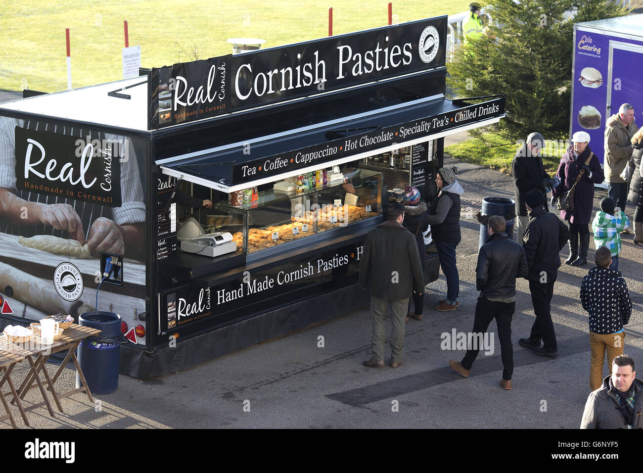 Horse Racing - 2013 William Hill Yorkshire Winter Festival - Day One - Wetherby Racecourse. Food stands at Wetherby Racecourse Stock Photo