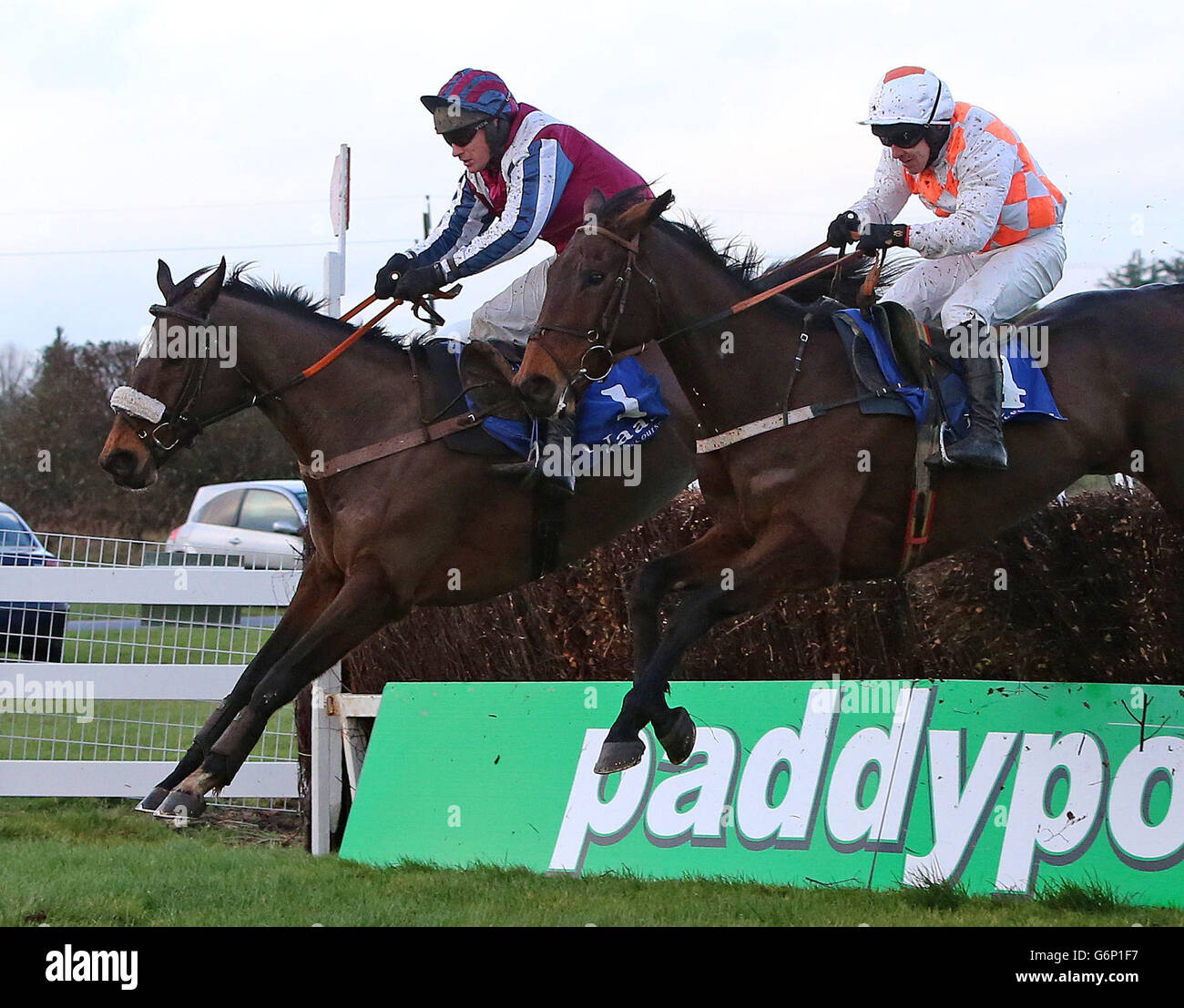 Aibrean ridden by Paul Carberry wins The Irish Stallion Farms European Breeders Fund Mares Beginners Steeplechase during Slaney Hurdle Day at Naas Racecourse, Naas, Ireland. Stock Photo