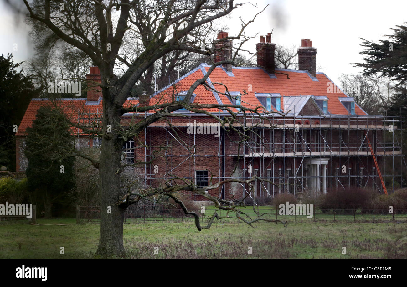 General view of Anmer Hall as work continues on the royal country retreat gifted to the Duke and Duchess of Cambridge on Queen Elizabeth II's Sandringham estate in Norfolk. Stock Photo