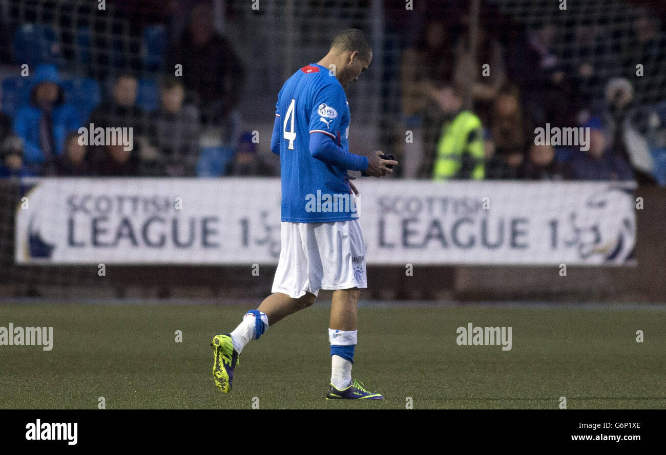 Soccer - Scottish League One - Stenhousemuir v Rangers - Ochilview Park. Rangers' Arnold Peralta walks off after he was sent off during the Scottish League One match at Ochilview Park, Stenhousemuir Stock Photo