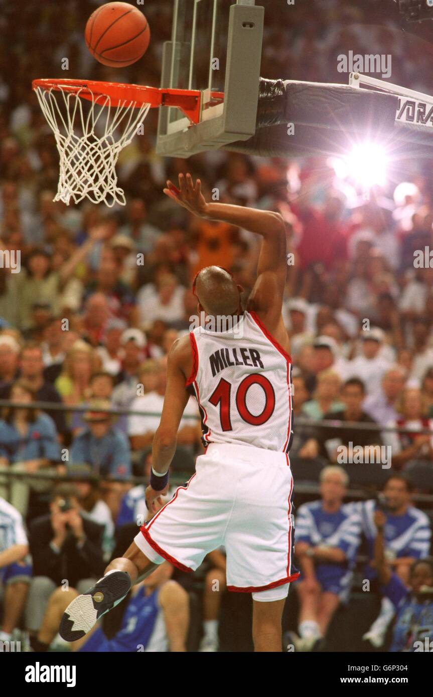 Us guard reggie miller scores basket dream teams opening match hires