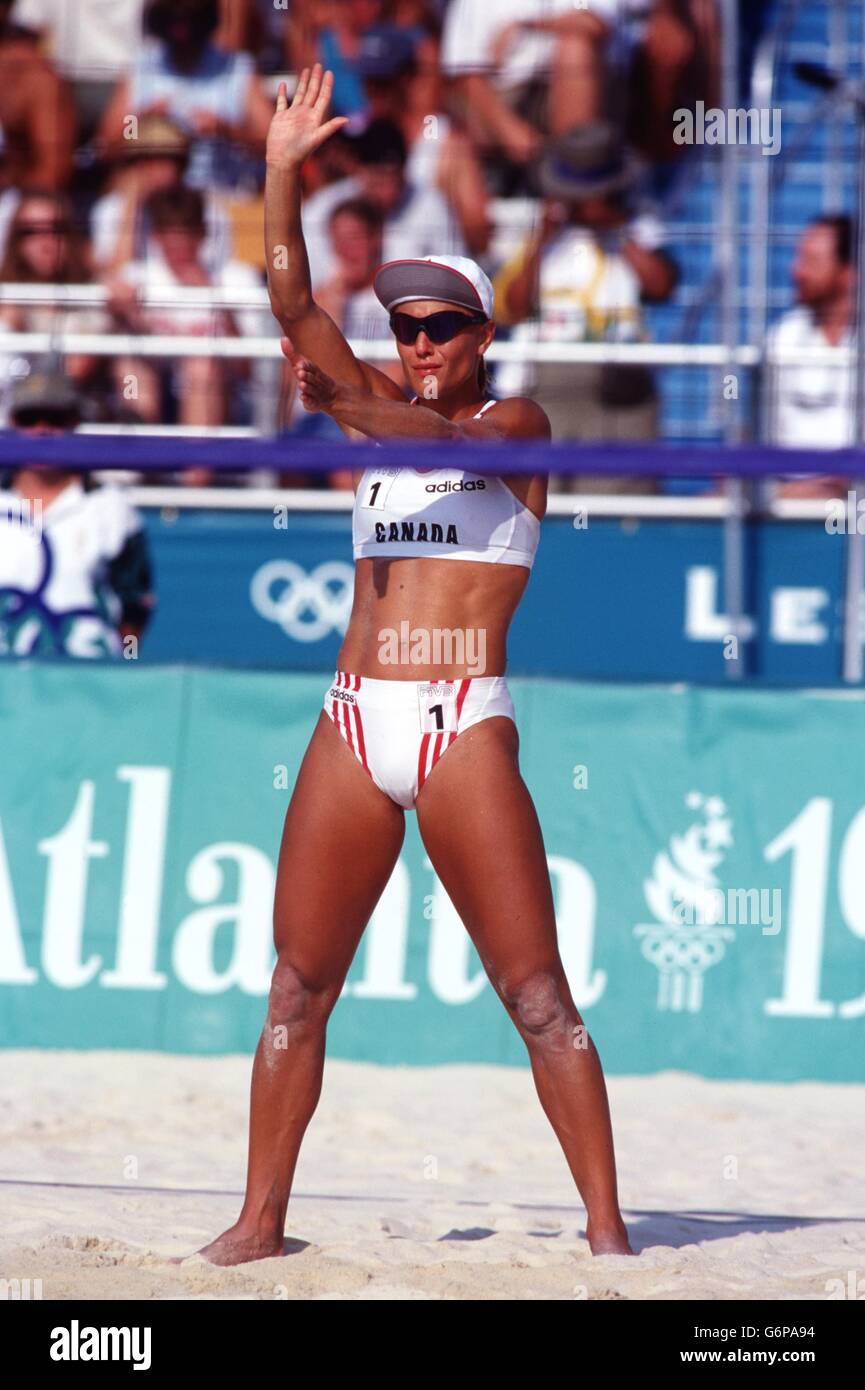 23-JUL-96, Atlanta Olympic Games, Beach Volleyball, Barb Broen Ouellette of Canda in action Stock Photo