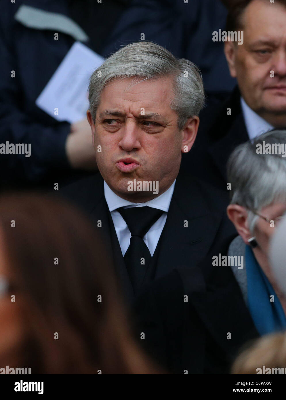 Speaker of the House of Commons John Bercow, leaves the funeral of MP