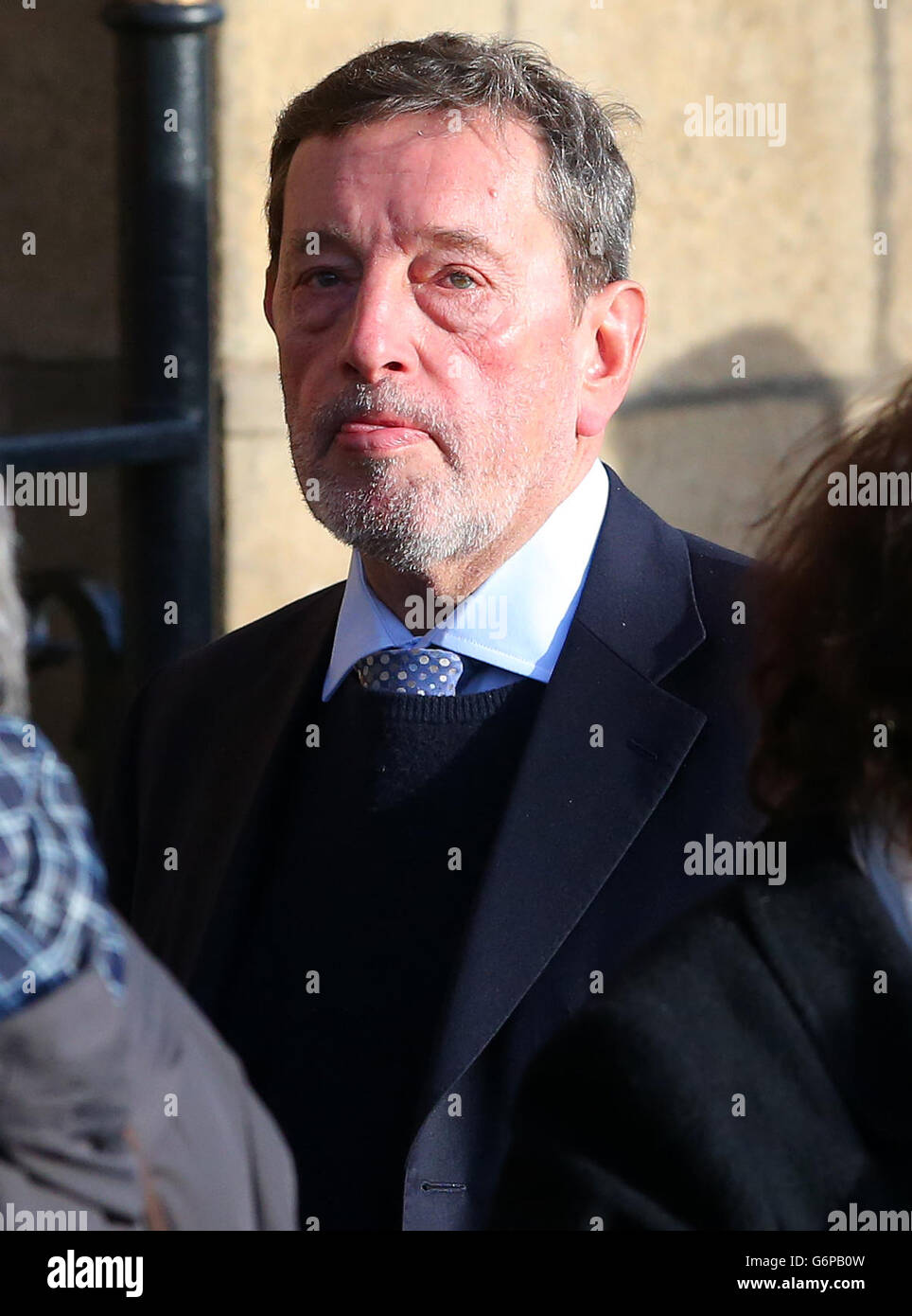 MP David Blunkett, arrives for the funeral of MP Paul Goggins at Salford Cathedral, Salford. Stock Photo
