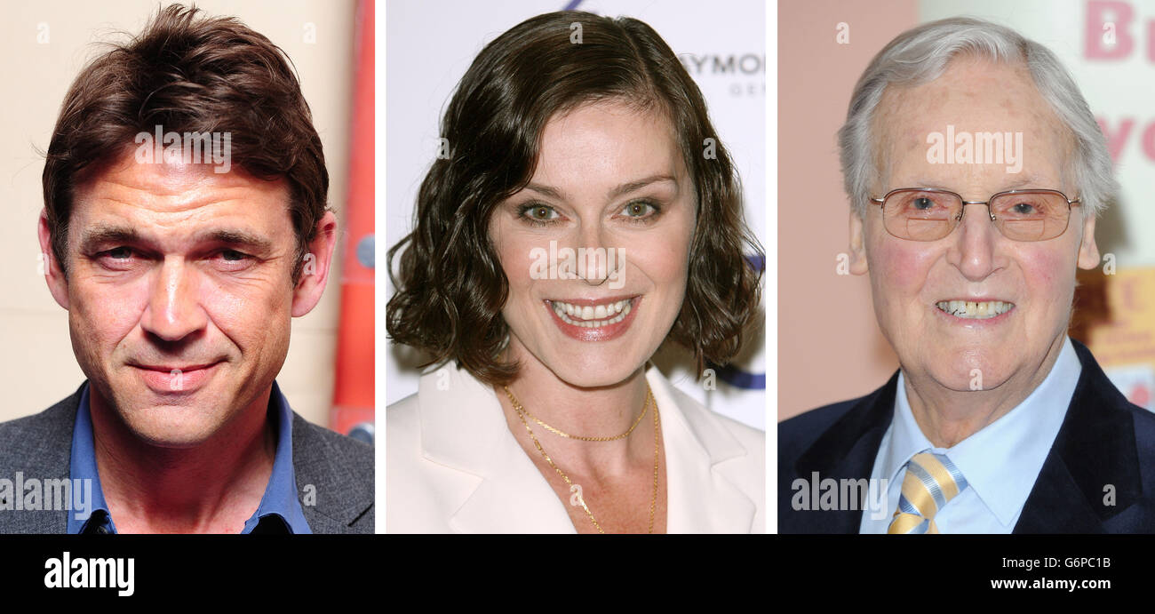 File photos of (from the left) Dougray Scott, Lisa Stansfield and Nicholas Parsons. Stock Photo