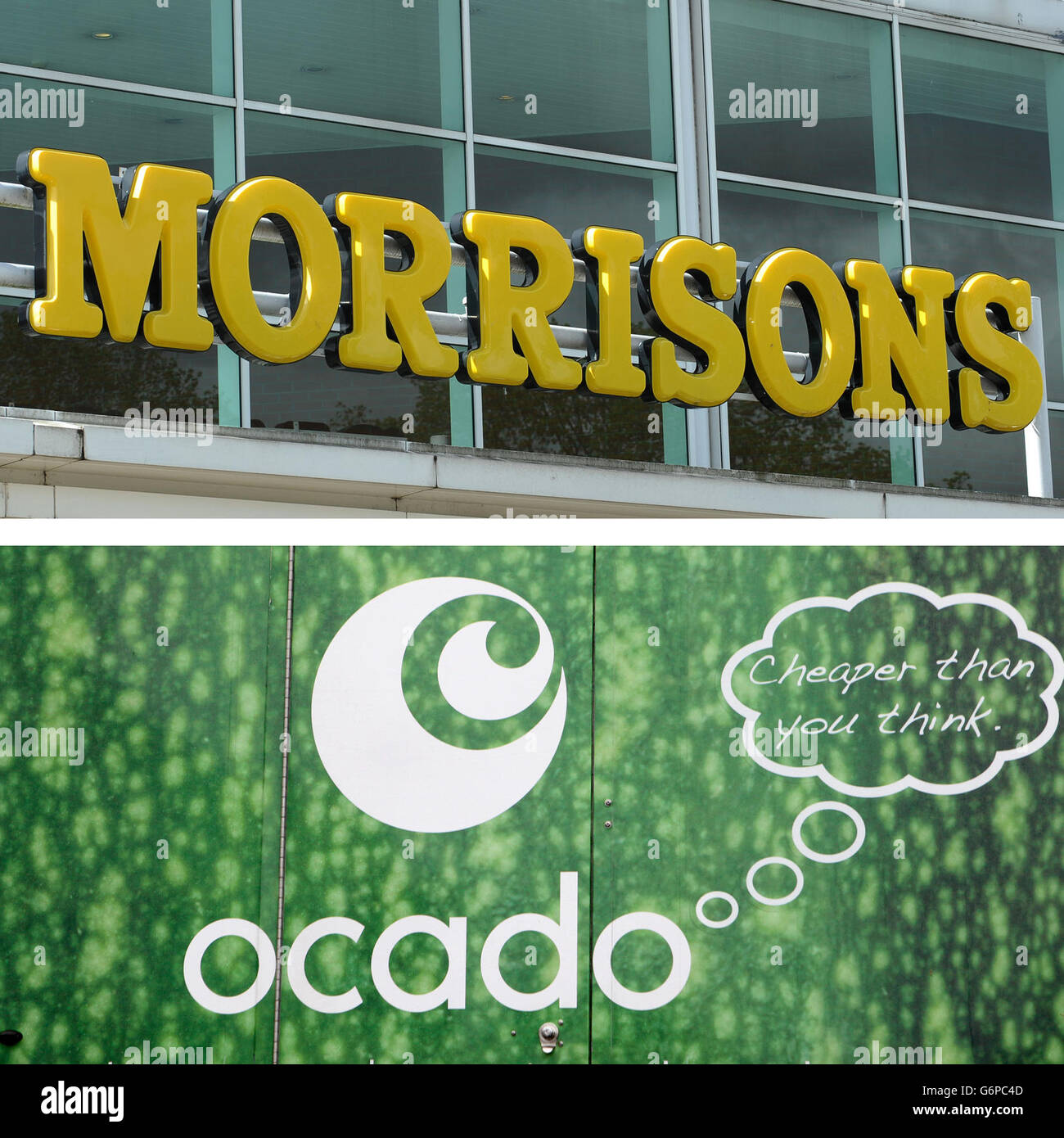 Undated file photos of morrisons ocado signs as paul coyle hires stock photography and images