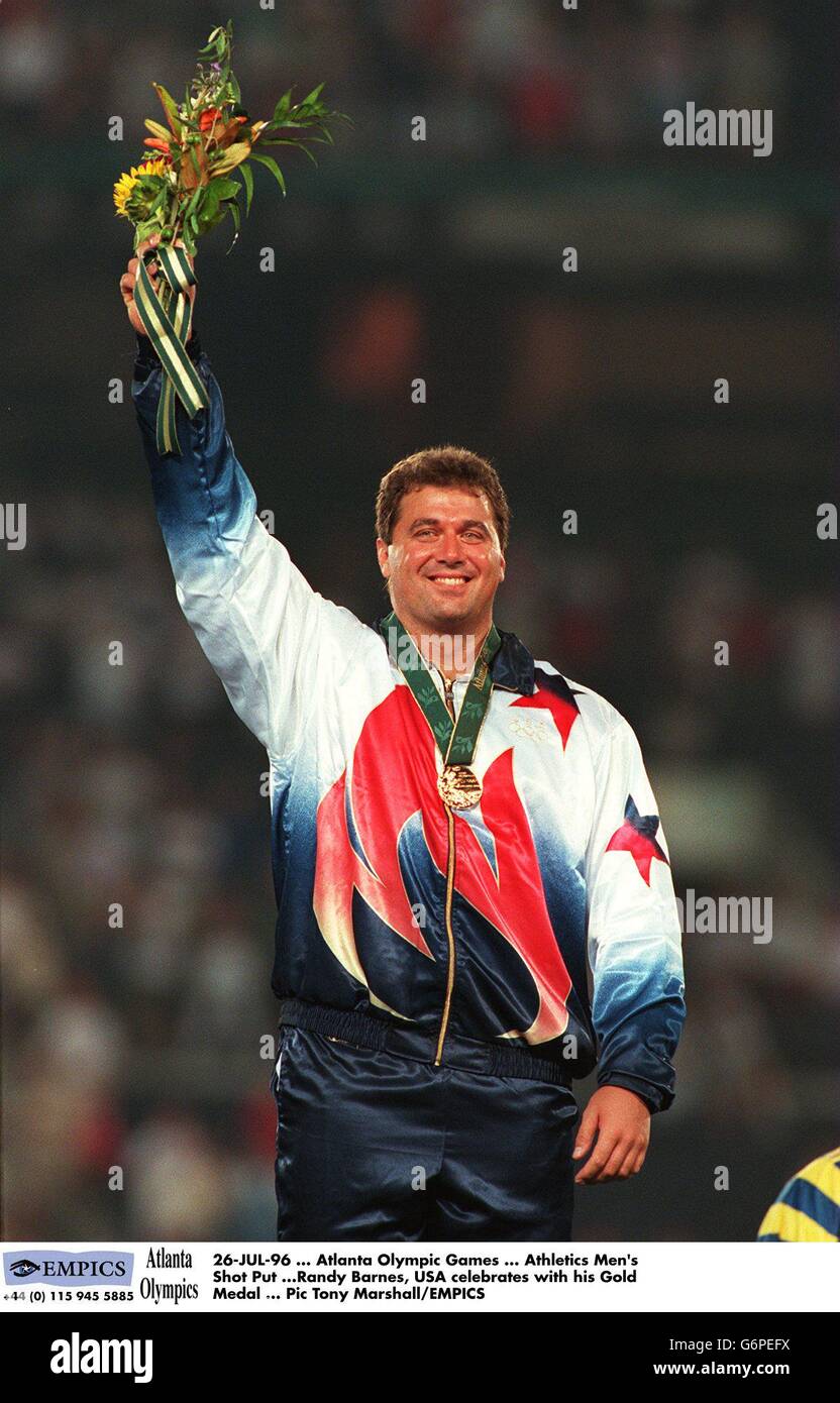 26 jul 96 atlanta olympic games athletics mens shot put randy barnes hi