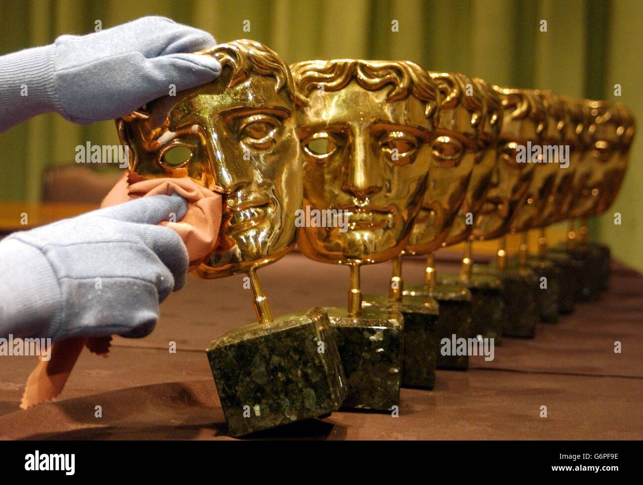 The Orange British Academy Film Awards are prepared at BAFTA headquarters in London's Piccadilly ahead of Sunday's awards ceremony at Odeon Leicester Square. Stock Photo