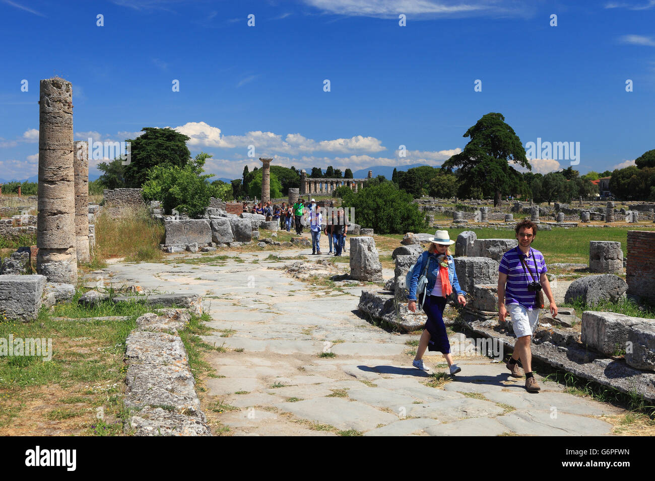 Italy, Campania, the templi of  Paestum Stock Photo