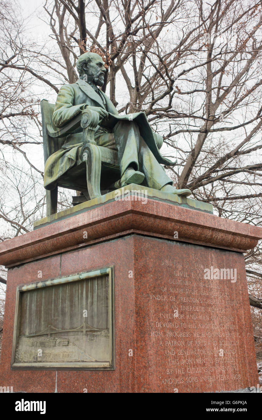 John Roebling statue Cadwalader park Trenton NJ Stock Photo Alamy