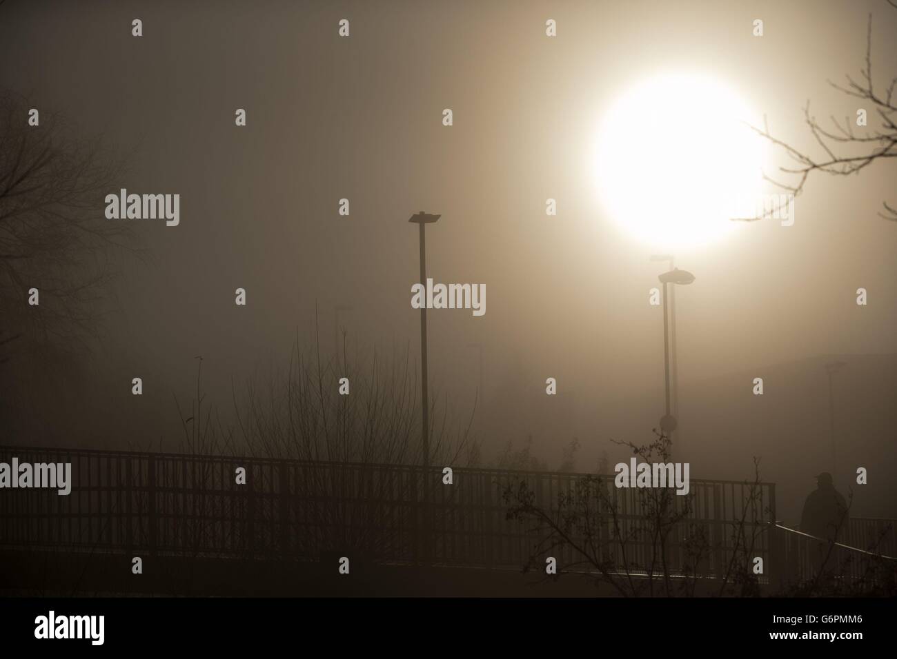 Winter weather Jan 19th. A winter mist in Cirencester in Gloucestershire. Stock Photo