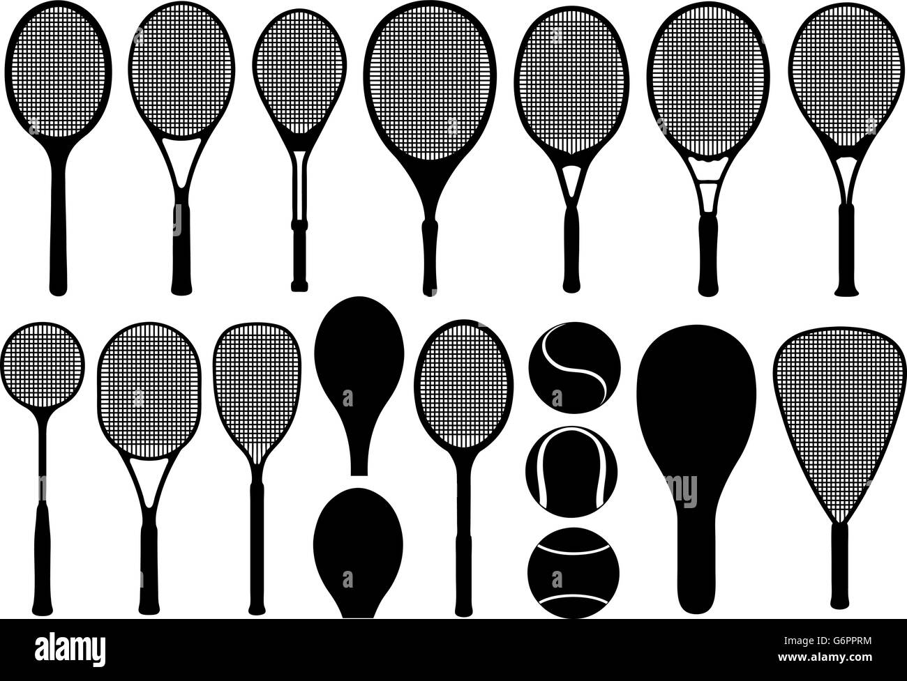 Set of different tennis rackets isolated on white Stock Vector Image