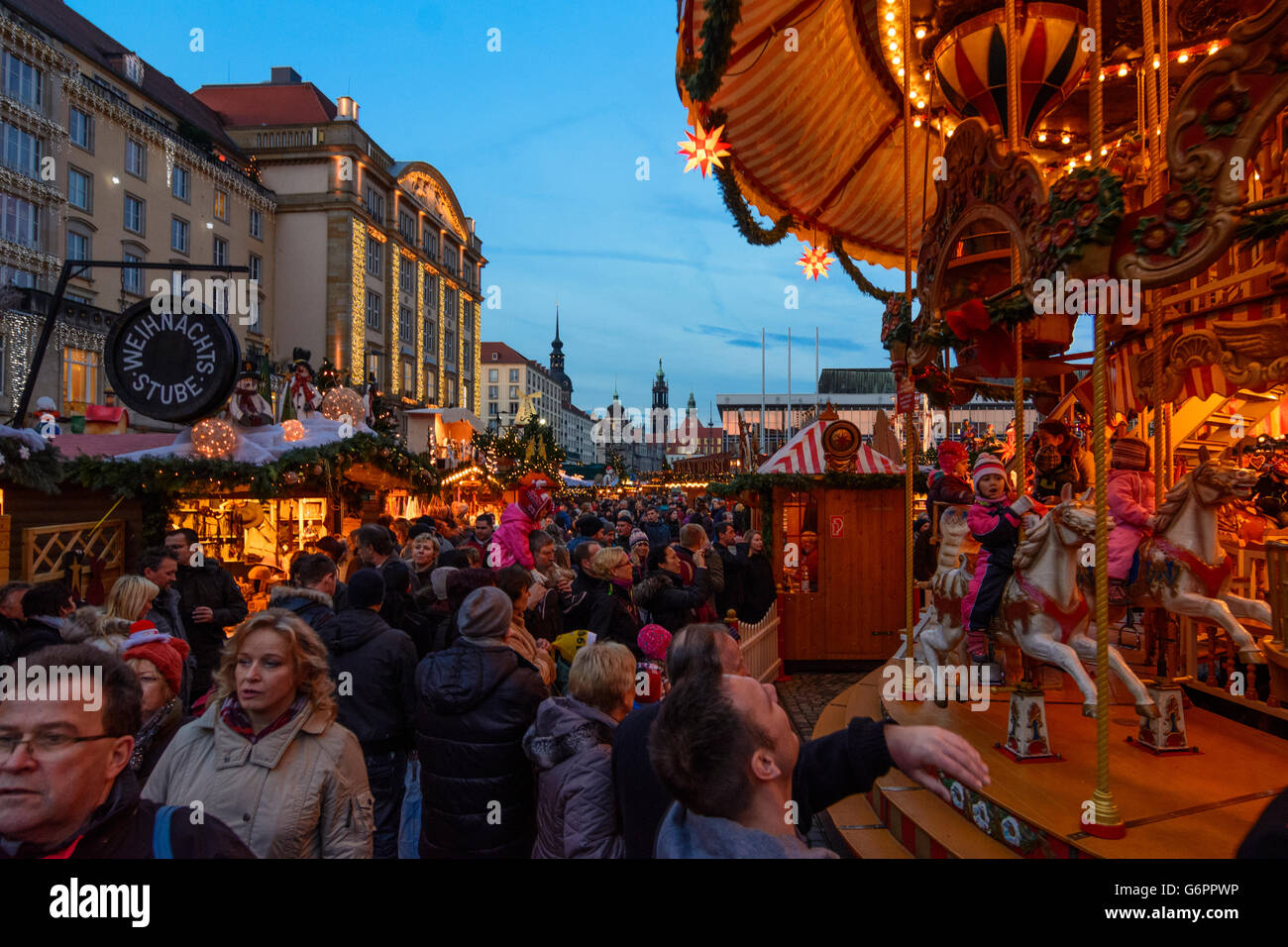 Striezelmarkt ( Christmas market ) at Altmarkt, Dresden, Germany, Sachsen, Saxony, Stock Photo