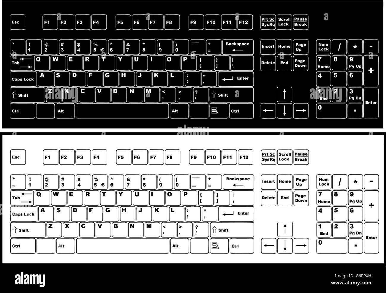 Black and white keyboard Stock Vector