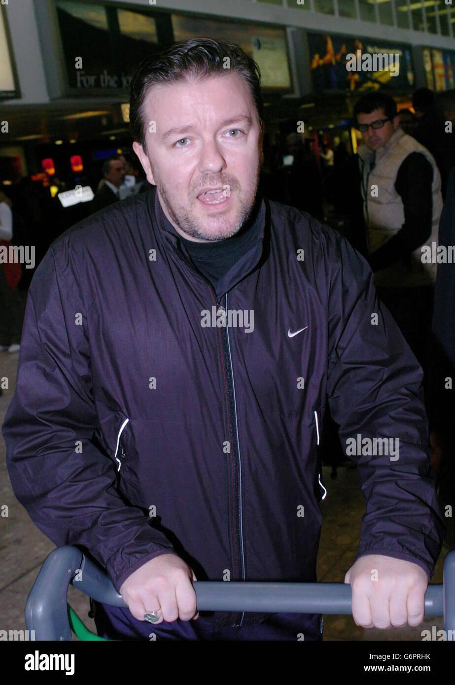 Ricky Gervias Comedian Ricky Gervias arrives at Heathrow from Los Angeles, after last