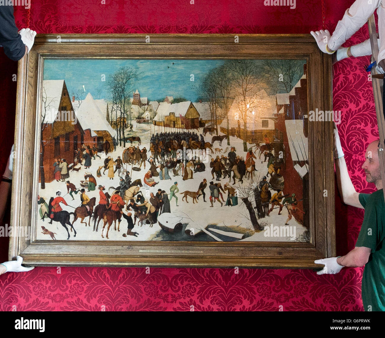 Pieter Bruegel the Elder's 16th-century masterpiece, Massacre of the Innocents, is hung in the King's Dressing Room at Windsor Castle as part of a new picture hang in the State Apartments. Stock Photo