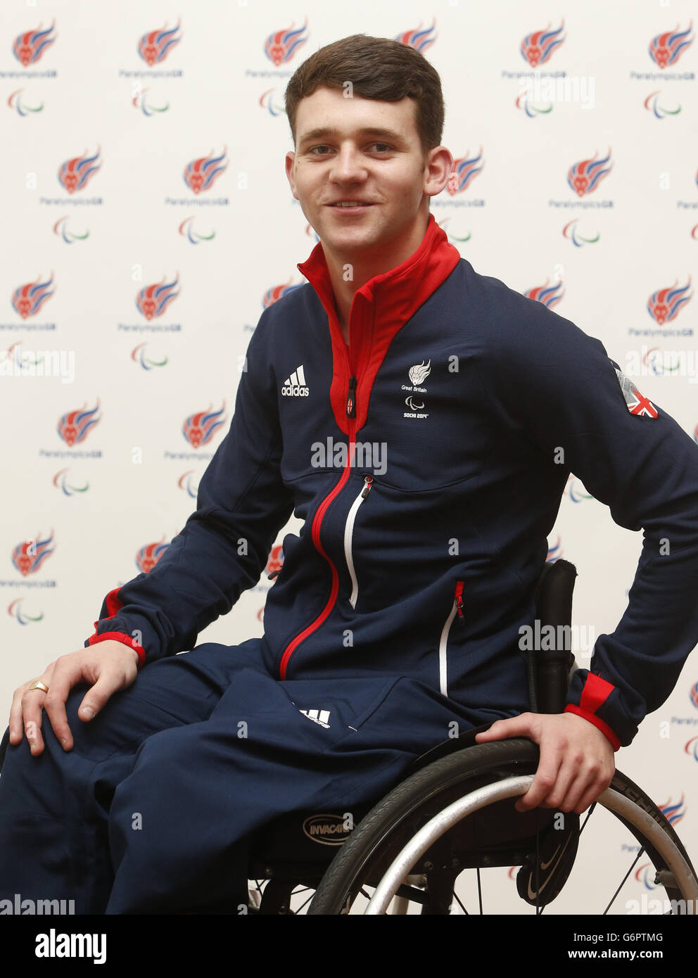 Alpine Skiing's Ben Sneesby during the Paralympic Team GB Launch for Sochi at the Radisson Blu Hotel, Glasgow. Stock Photo