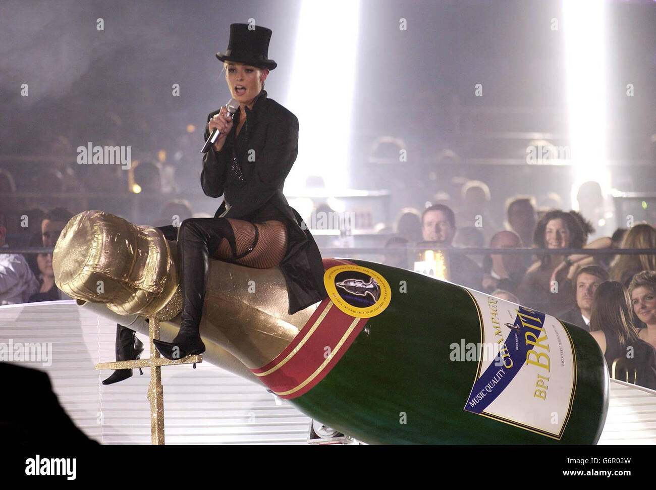 Host Cat Deeley during the annual Brit Awards 2004 at Earls Court in south west London. Stock Photo